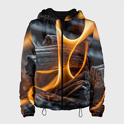 Куртка с капюшоном женская Дрова в костре - нейросеть, цвет: 3D-черный