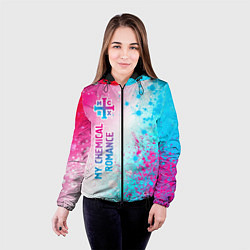 Куртка с капюшоном женская My Chemical Romance neon gradient style: по-вертик, цвет: 3D-черный — фото 2