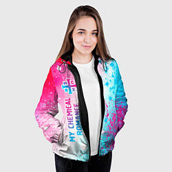 Куртка с капюшоном женская My Chemical Romance neon gradient style: по-вертик, цвет: 3D-черный — фото 2