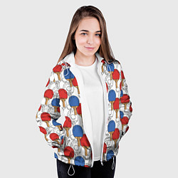 Куртка с капюшоном женская Настольный теннис - ракетки, цвет: 3D-белый — фото 2