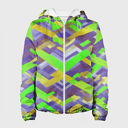 Куртка с капюшоном женская Зелёные ретро стрелки, цвет: 3D-белый