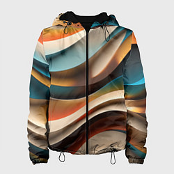 Куртка с капюшоном женская Волнистая объёмная текстура - нейросеть, цвет: 3D-черный