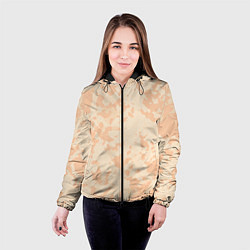 Куртка с капюшоном женская Паттерн бледно-оранжевый, цвет: 3D-черный — фото 2