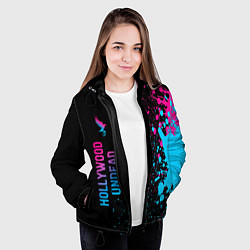 Куртка с капюшоном женская Hollywood Undead - neon gradient: по-вертикали, цвет: 3D-черный — фото 2