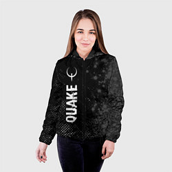 Куртка с капюшоном женская Quake glitch на темном фоне: по-вертикали, цвет: 3D-черный — фото 2
