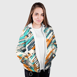 Куртка с капюшоном женская Абстракция разноцветная, цвет: 3D-белый — фото 2