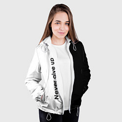 Куртка с капюшоном женская Never give up мотивация, цвет: 3D-белый — фото 2