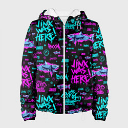 Куртка с капюшоном женская Jinx Arcane pattern neon, цвет: 3D-белый