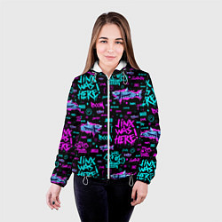 Куртка с капюшоном женская Jinx Arcane pattern neon, цвет: 3D-белый — фото 2