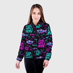 Куртка с капюшоном женская Jinx Arcane pattern neon, цвет: 3D-черный — фото 2