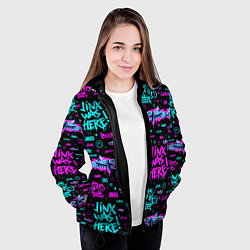 Куртка с капюшоном женская Jinx Arcane pattern neon, цвет: 3D-черный — фото 2