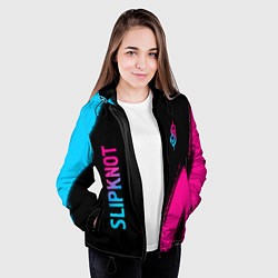 Куртка с капюшоном женская Slipknot - neon gradient вертикально, цвет: 3D-черный — фото 2