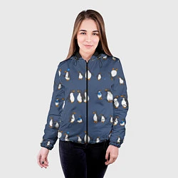 Куртка с капюшоном женская Забавное семейство пингвинов, цвет: 3D-черный — фото 2