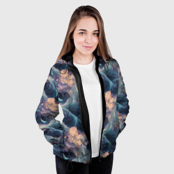 Куртка с капюшоном женская Волнообразная фрактальная абстракция, цвет: 3D-черный — фото 2