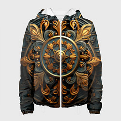 Куртка с капюшоном женская Круглый орнамент в викингском стиле, цвет: 3D-белый