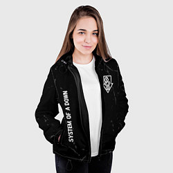 Куртка с капюшоном женская System of a Down glitch на темном фоне вертикально, цвет: 3D-черный — фото 2