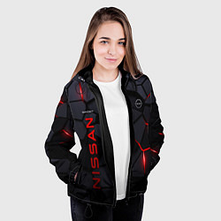 Куртка с капюшоном женская Nissan - плиты с эффектом свечения, цвет: 3D-черный — фото 2