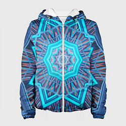 Куртка с капюшоном женская Геометрический орнамент мандалы, цвет: 3D-белый
