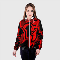 Куртка с капюшоном женская Черно-красное предупреждение, цвет: 3D-белый — фото 2