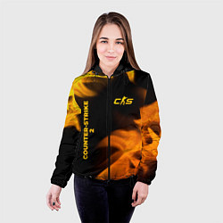 Куртка с капюшоном женская Counter-Strike 2 - gold gradient вертикально, цвет: 3D-черный — фото 2