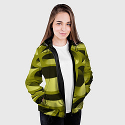 Куртка с капюшоном женская Камуфляжные овалы и сеть, цвет: 3D-черный — фото 2