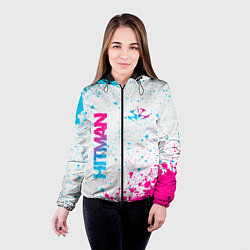 Куртка с капюшоном женская Hitman neon gradient style вертикально, цвет: 3D-черный — фото 2