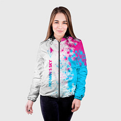 Куртка с капюшоном женская No Mans Sky neon gradient style по-вертикали, цвет: 3D-черный — фото 2