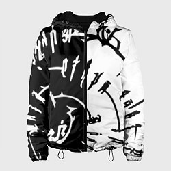 Куртка с капюшоном женская Астарион - знак на спине чб, цвет: 3D-черный