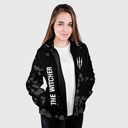 Куртка с капюшоном женская The Witcher glitch на темном фоне вертикально, цвет: 3D-черный — фото 2