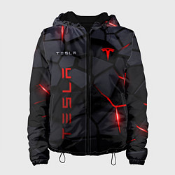 Куртка с капюшоном женская Tesla - плиты с эффектом свечения, цвет: 3D-черный