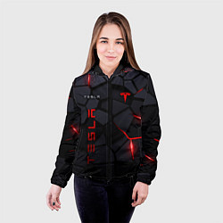 Куртка с капюшоном женская Tesla - плиты с эффектом свечения, цвет: 3D-черный — фото 2