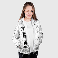 Куртка с капюшоном женская Bon Jovi glitch на светлом фоне по-вертикали, цвет: 3D-белый — фото 2