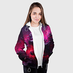 Куртка с капюшоном женская Фиолетовые элементы абстракция, цвет: 3D-белый — фото 2