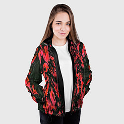 Куртка с капюшоном женская Демонический доспех красный, цвет: 3D-черный — фото 2