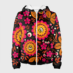 Куртка с капюшоном женская Хохлома параноидальная, цвет: 3D-белый