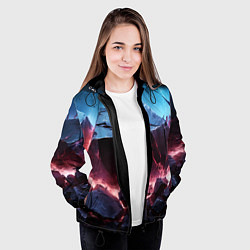 Куртка с капюшоном женская Разлом больших камней, цвет: 3D-черный — фото 2