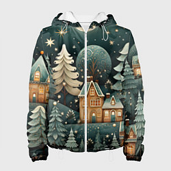 Женская куртка Снежная деревня в праздничном наряде