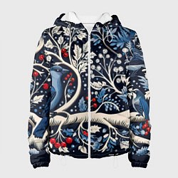 Женская куртка Новогодние снегири на ветках