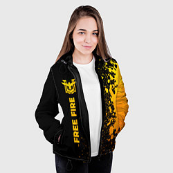 Куртка с капюшоном женская Free Fire - gold gradient по-вертикали, цвет: 3D-черный — фото 2