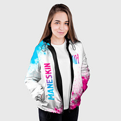 Куртка с капюшоном женская Maneskin neon gradient style вертикально, цвет: 3D-черный — фото 2