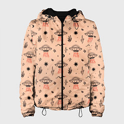 Куртка с капюшоном женская НЛО пустынные змеи, цвет: 3D-черный