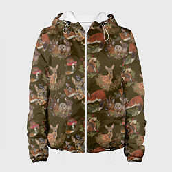 Куртка с капюшоном женская Разные животные, цвет: 3D-белый