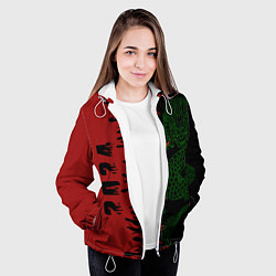 Куртка с капюшоном женская Зеленый дракон - 2024, цвет: 3D-белый — фото 2