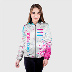 Куртка с капюшоном женская OneRepublic neon gradient style вертикально, цвет: 3D-черный — фото 2