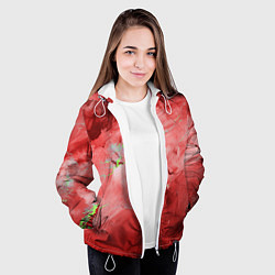 Куртка с капюшоном женская Красный мрамор, цвет: 3D-белый — фото 2