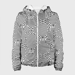 Женская куртка Лабиринт с иероглифами на белом