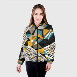Куртка с капюшоном женская Красные жёлтые и чёрные треугольники, цвет: 3D-черный — фото 2