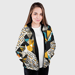 Куртка с капюшоном женская Красные жёлтые и чёрные треугольники, цвет: 3D-черный — фото 2