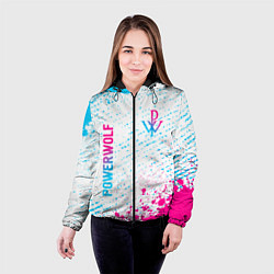 Куртка с капюшоном женская Powerwolf neon gradient style вертикально, цвет: 3D-черный — фото 2