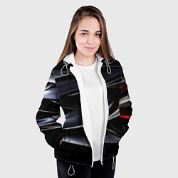 Куртка с капюшоном женская Black red abstract, цвет: 3D-белый — фото 2
